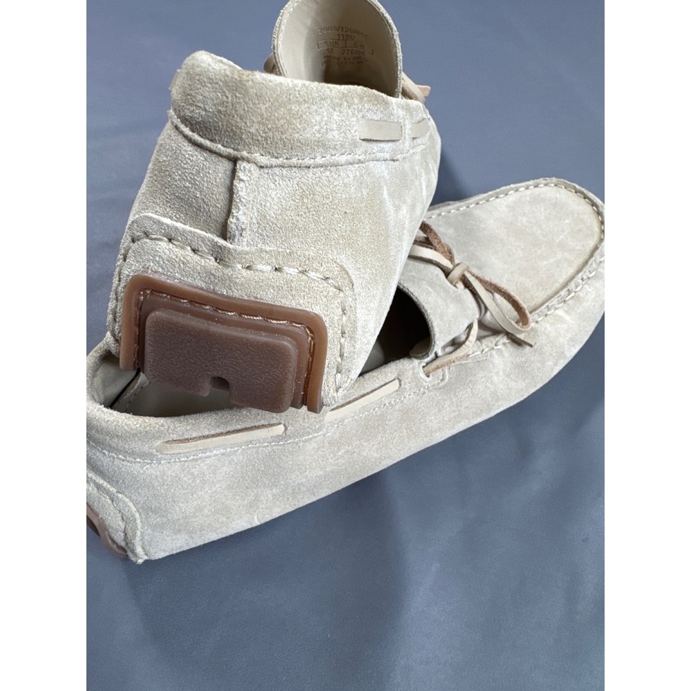 Zara Mens Suede Driving Loafers Sand Beige Leather Tie Slip On Shoes 42 - Picture 15 of 15